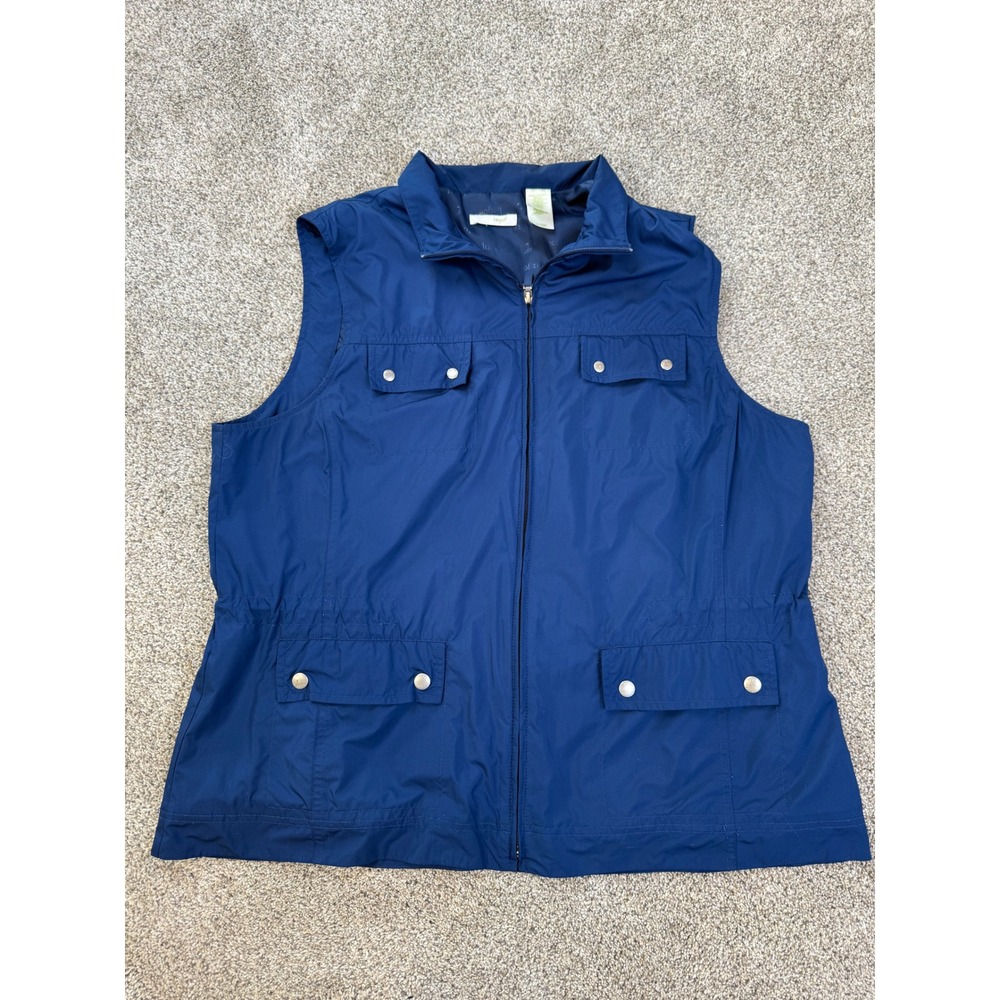 Lizgolf Liz Claiborne‎ Navy Blue Full Zip Golf Vest Womens XL LBMU4228 Utility